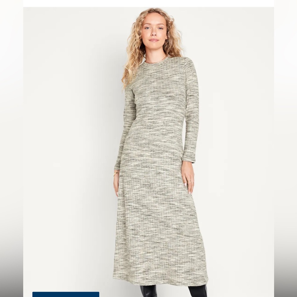 Fit & Flare Rib-Knit Maxi Dress